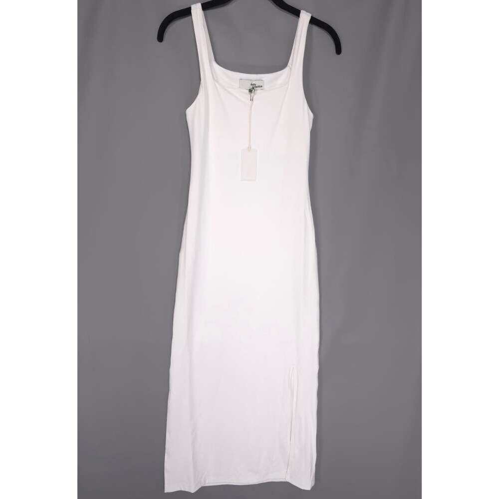 ANTHROPOLOGIE DAILY PRACTICE‎ Womens New Midi Dress XS White Scoop Neck Slim